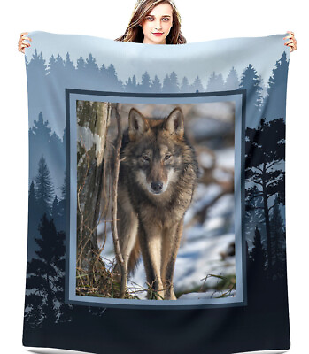 #ad Wolf Velveteen Throw Blanket #1 Wild Dog Wolves Home Decor Gift $59.50