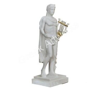 #ad Sculpture of God Apollo with lyre Greek Roman cast marble statue large décor $319.70