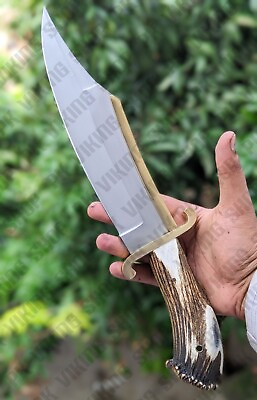 #ad BEAUTIFUL CUSTOM HAND MADE steel HUNTING TAXAS BOWIE KNIFE HANDLE STAG HORN $95.00