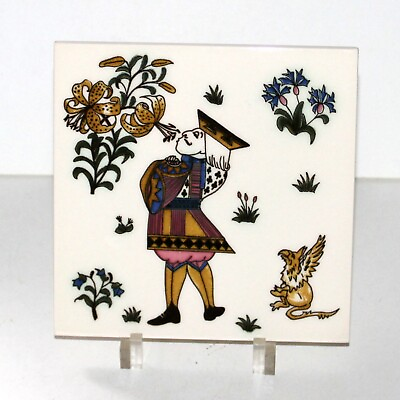 #ad Ironbridge Gorge Museum UK Footed Tile Trivet Porcelain Vamp;A Alice in Wonderland $14.99