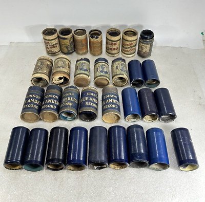 #ad Lot of 31 Antique Edison Phonograph Cylinder Records Blue Amberol amp; Gold Molded $299.90