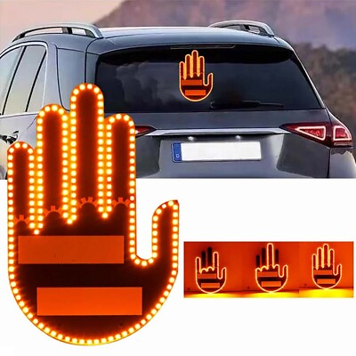 #ad LED Illuminated Gesture Car Finger Light With Remote Road Rage Signs Hand Lamp $19.99
