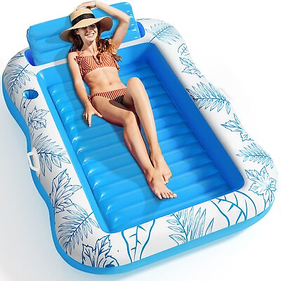 #ad Inflatable Adult Pool Lounger Float Drink Holder XL Floating Swimming Mattress $38.46