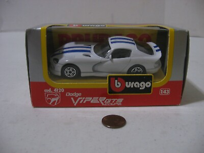 #ad Burago White Dodge Viper GTS Coupe #4120 1 43 Scale Die Cast Car $13.45