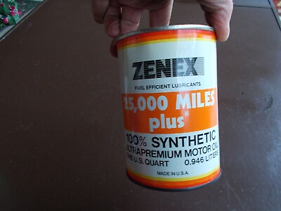 #ad Zenex Quart Motor Oil Can 25000 Mile Metal 1970#x27;s Ultra Premium Miami Florida $49.00