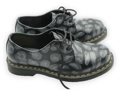 #ad Doc Dr Martens 1461 Womens Leather Oxford Shoes Size 7 Skull Leopard Camo Black $97.99