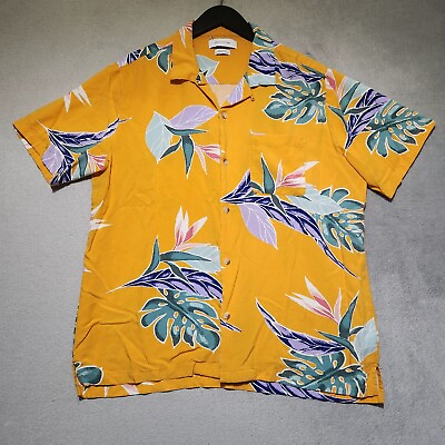 Urban Outfitters Hawaiian Camp Shirt Men#x27;s Large Colorful Floral Tropical Rayon $12.98