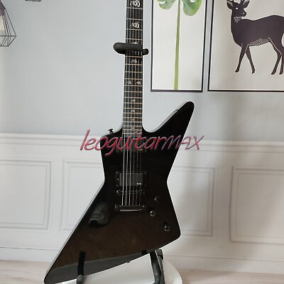 #ad Custom Black Explorer Electric Guitar HH Pickups Solid Mahogany Body Snake Inlay $275.13