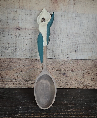 #ad Wooden Spoon Hand Carved and Painted Folk Art Spoon 10quot; $7.95