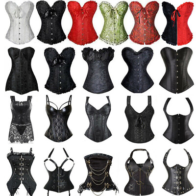 #ad Sexy Women Floral Lace Up Overbust Corset Waist Training Basques Bustier Shaper $19.79