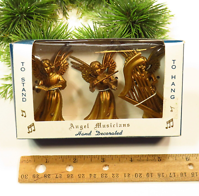 #ad Vintage Gold Plastic Angel Ornaments Christmas Crafts $11.00