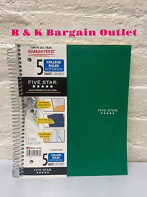 #ad Five Star Wire Bound Notebook 5 Subject 200 Sheets College Ruled 11in X 8.5in $14.48