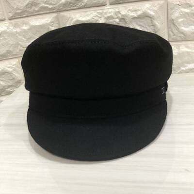 #ad CHANEL Casquette Newsboy Cap Hat Black 100% Wool CC Logo Size S Authentic $897.55