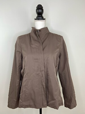 #ad Eileen Fisher Zip Jacket Italian Fabric Jacket Coat Brown Fleece Size Medium $24.99