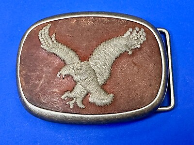 #ad Patriotic Flying Hunting Diving American Eagle vintage leather belt buckle $9.99