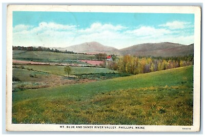 #ad 1932 Overlooking Scene Mt Blue Sandy River Valley Phillips Maine Posted Postcard $9.72