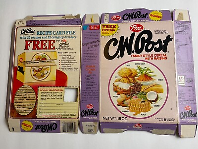 #ad 1979 CW Post with Raisins Cereal Box vintage packaging $30.00