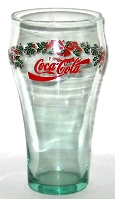 #ad Coca Cola 10 oz. Christmas Glass With Holly And Ribbon 6quot; Tall. $18.50
