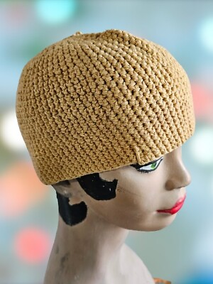 Vintage Womens Hat Knitted Yellow Cloche 1960s #ad $11.00