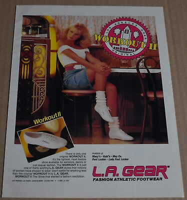 1988 Print Ad LA Gear Workout II Sexy Blonde Pinup Girl Juke Box Diner Shoe Art $15.98