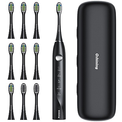 #ad Electric Toothbrush USB Rechargeable W 10 Brush Heads 5Modes $13.95