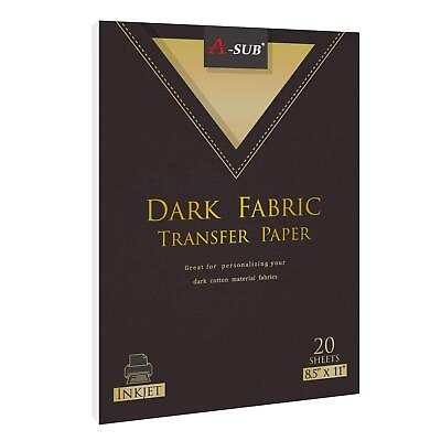 #ad Inkjet Printable Iron On Heat Transfer Paper for Dark Fabrics 20 Sheets 8.5x1... $31.61
