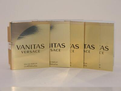 5 x Versace Vanitas Eau De Parfum EDP Vial Sample 1.5ml 0.05 fl oz amp; Cards $13.95