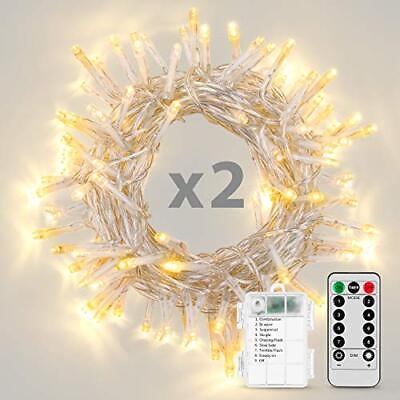 #ad 2PCS Battery Operated Waterproof 100 LED String Lights Remote Timer 8 Modes 36F $30.96