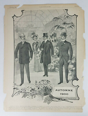 #ad 1900 L#x27;Illustration Magazine gentlemens Autumn fashion illustration Ad Photos $21.49