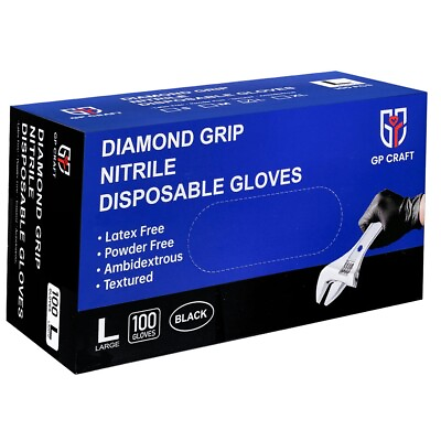 #ad 100 pcs Heavy Duty Mechanic Nitrile Orange Disposable 8 MIL Diamond Gloves $14.99