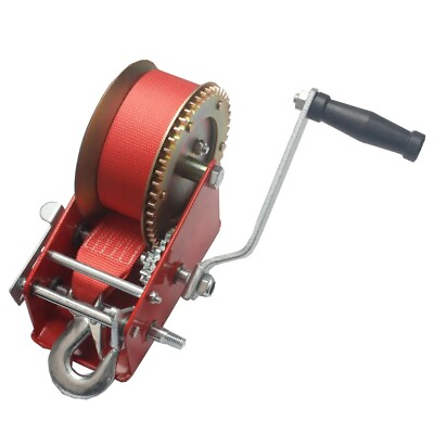 #ad 3500 Lb Manual Winch Manual Winch Spray Painted Red Galvanized Nylon Rope Winch $105.80