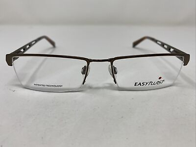 #ad Easy Twist ET865 10 53 17 135 Brown Half Rim Metal Eyeglasses Frame DP79 $82.25
