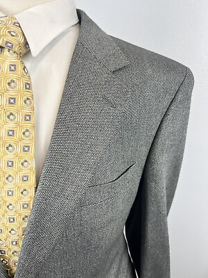 JOS A Bank Men#x27;s Gray Sharkskin Wool Silk Sport Coat Blazer Jacket Sz 44 S #ad $99.98