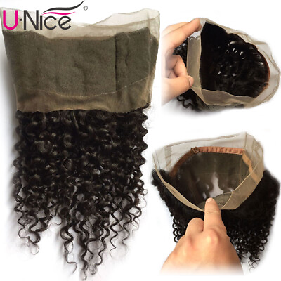 #ad UNice Pre Plucked 360 Lace Frontal Brazilian Curly Human Hair Lace Closure Full $175.23