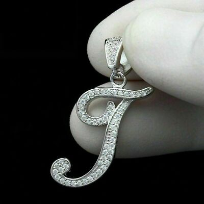 #ad 1.81 Ct Round Cut Simulated quot;Jquot; Initial Charm Pendant 925 Sterling Silver $165.99
