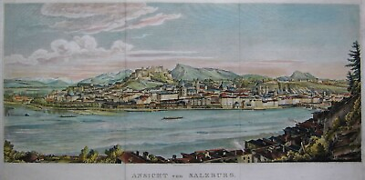#ad View Of Salzburg st James Hyrtl Original Copper Engraving By 1839 $425.01