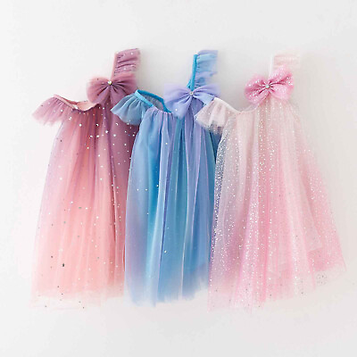 #ad Kids Children Summer Butterfly Mesh Flying Sleeve Girls Dress Princess Skirt $22.81
