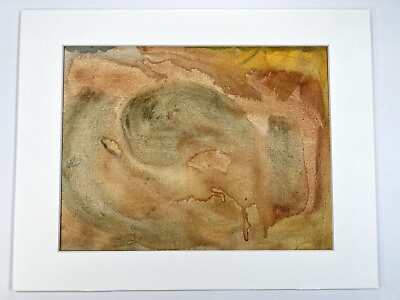 #ad Beige Swirls Modernist Abstract Watercolor Painting Art 11x14” Matted $30.80