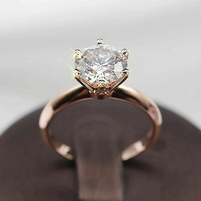 2Ct Round Cut Certified Moissanite Woman#x27;s Engagement Ring 14K Rose Gold Plated $159.99