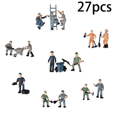 #ad 25pcs Set Ho Scale 1:87 Model Train Layout Painted Figures Railway Worker People AU $12.90