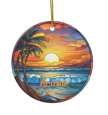 #ad Aruba Ornament Vacation Gift Ceramic Christmas Tree Ornament Favor Souvenir $23.00