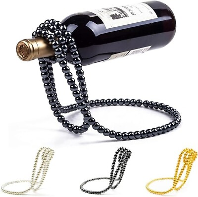 #ad Pearl Necklace Shaped Floating Wine Bottle Holder Creative Metal Chain Suspensi $39.90