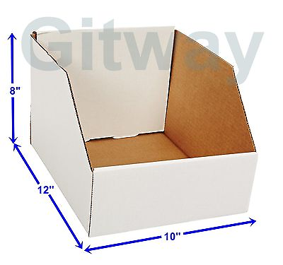 #ad 25 pcs 10quot; X 12quot; x 8quot; Corrugated Cardboard Open Top Storage Parts Bin Bins Boxes $62.98
