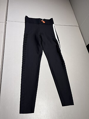 Ultracor Leggings Women#x27;s Small Black White Slash Ombre Performance Stripe Nylon $45.50