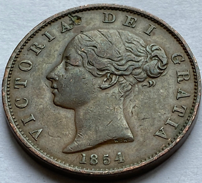 #ad 1854 VICTORIA COPPER HALF PENNY COIN VICTORIAN #47 GBP 14.99