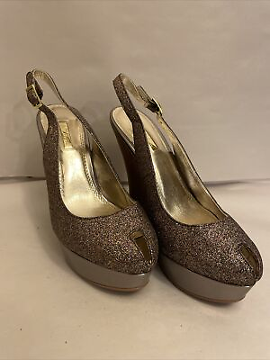 #ad Wild Pair Platform Heels Glitter Wedges size 7M $25.00