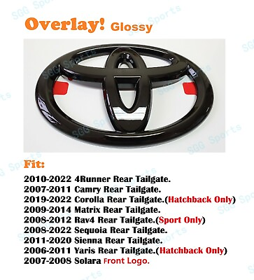 #ad Gloss Black Toyota Logo OVERLAY emblem for 4Runner Camry Corolla Matrix Rav4 etc $29.80