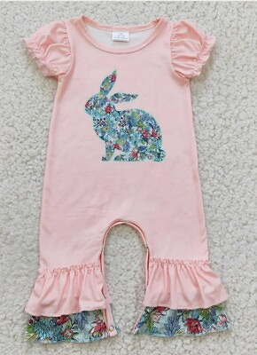 #ad Boutique Girls Baby Bunny Romper Easter Spring NEW Size 3 6M $16.99
