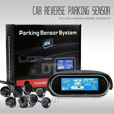 8 Parking Sensors LCD Car Auto Backup Reverse Rear Radar System Alert Alarm Kit $48.99