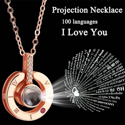#ad I LOVE YOU in 100 languages Pendant Necklace RDay Valentine#x27;s Day Silver Plated $3.44